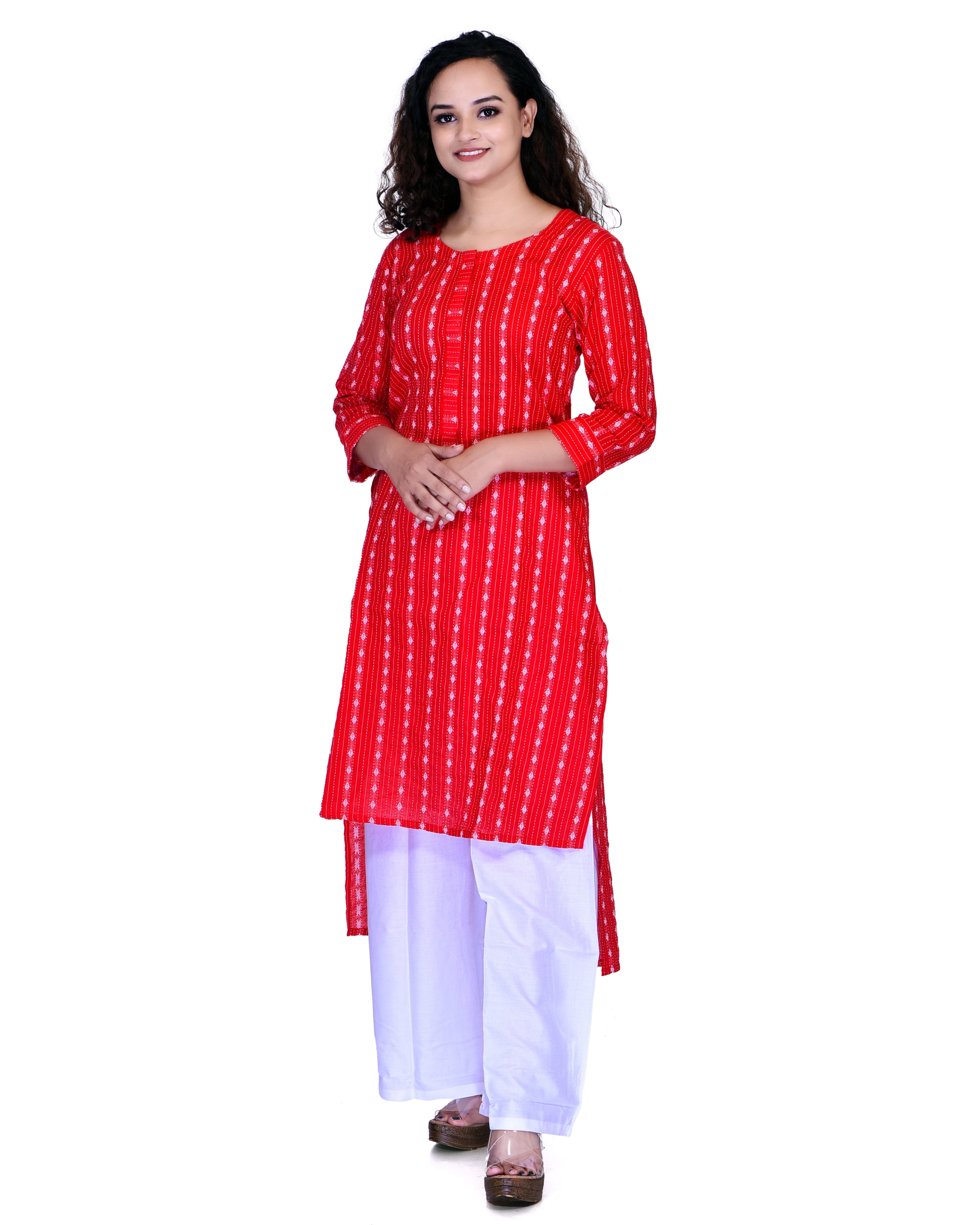 Buy Clothy N Wave Women's Red Embroidered High-Low Kurti (Kurti06Red-3XL)  at Amazon.in